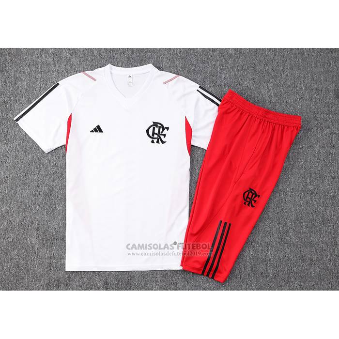Fato de Treino Flamengo Manga Curta 2023-2024 Branco - Calcas Curta